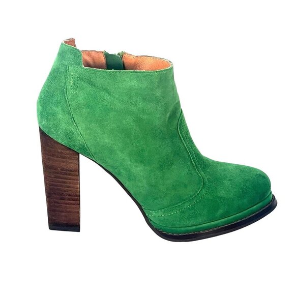 JEFFREY CAMPBELL Handmade Ibiza Last suede emerald green ankle bootts 7.5 - Picture 1 of 8